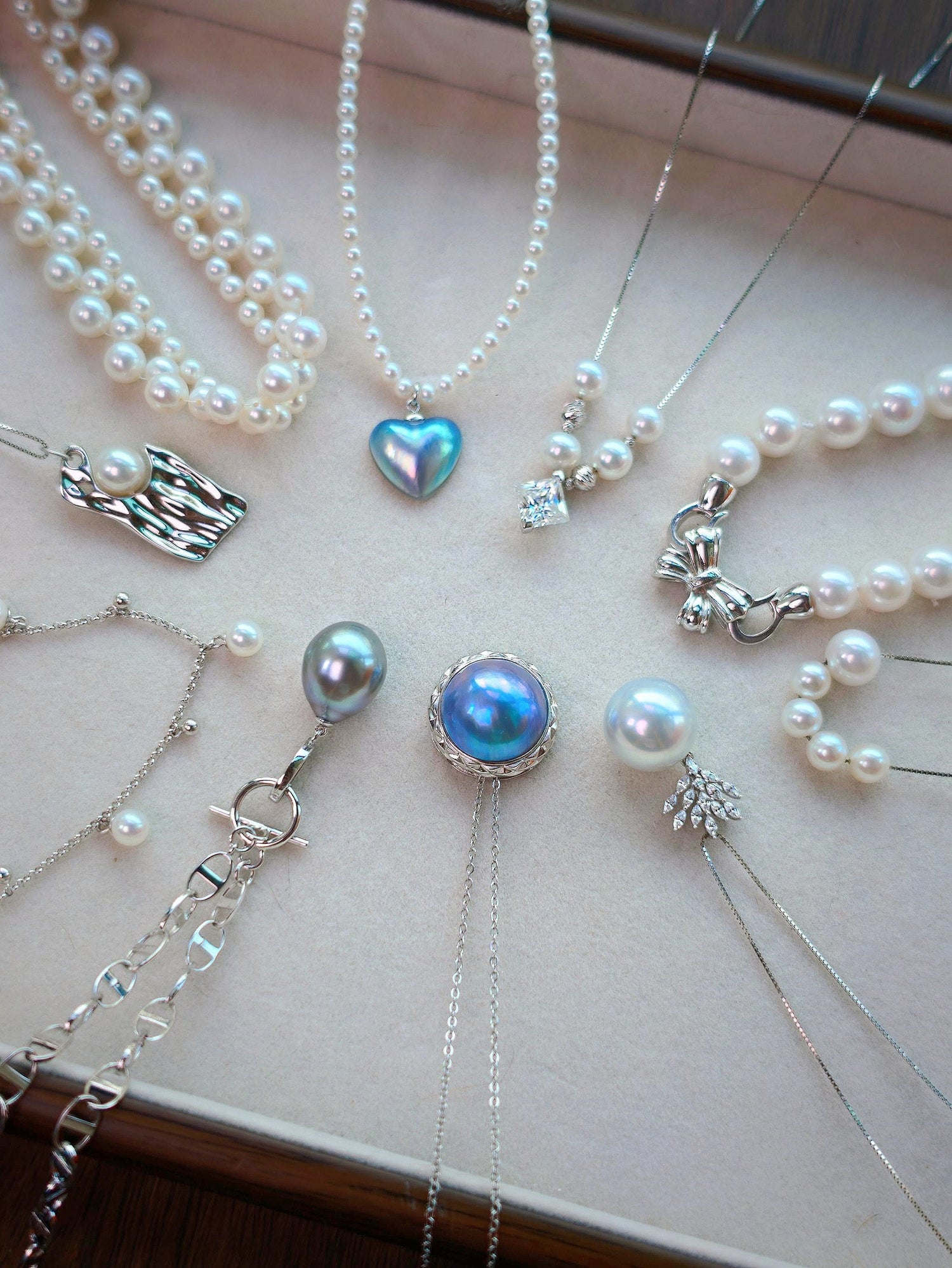 Cyrene jewelry necklace collection — pearl and silver necklaces