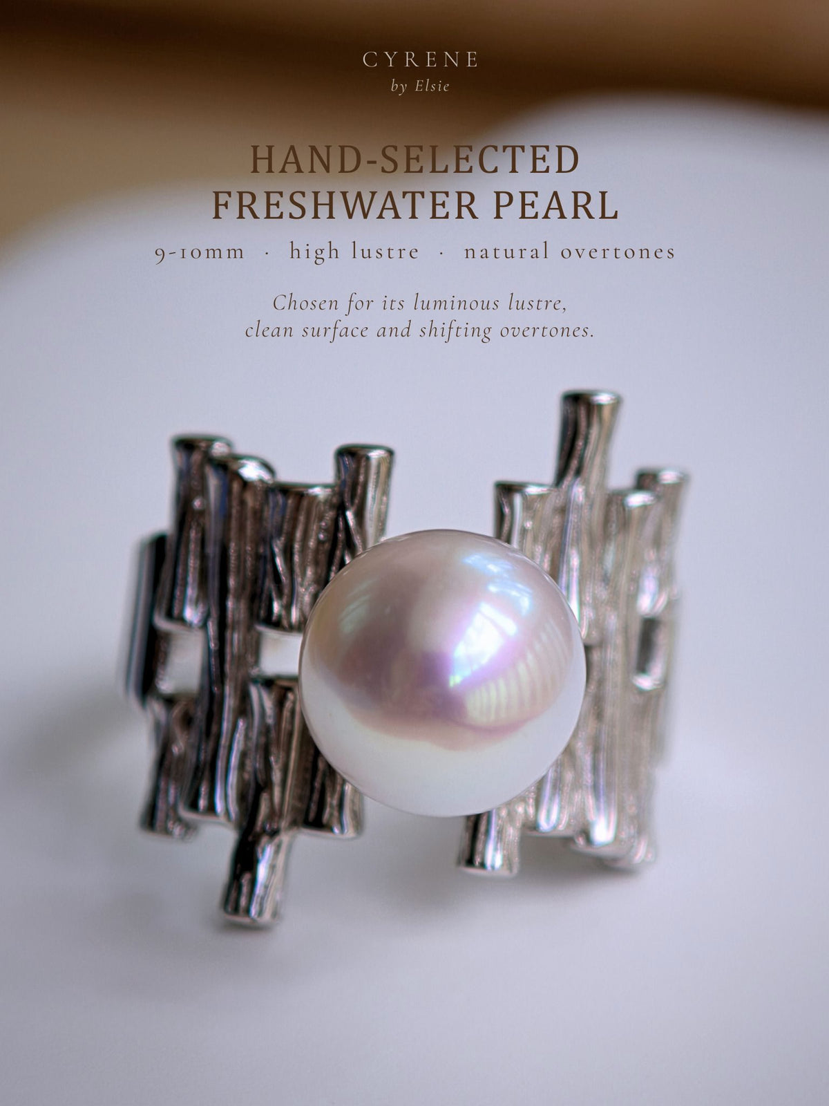 Close-up of the Palisade Pearl Ring highlighting its high-lustre freshwater pearl with natural overtones and fine surface quality