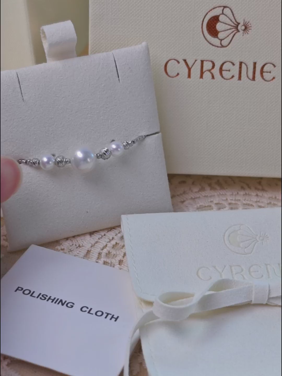 Close-up video of the Moirae Pearl Bar Bracelet showing its three freshwater pearls and textured 925 sterling silver details
